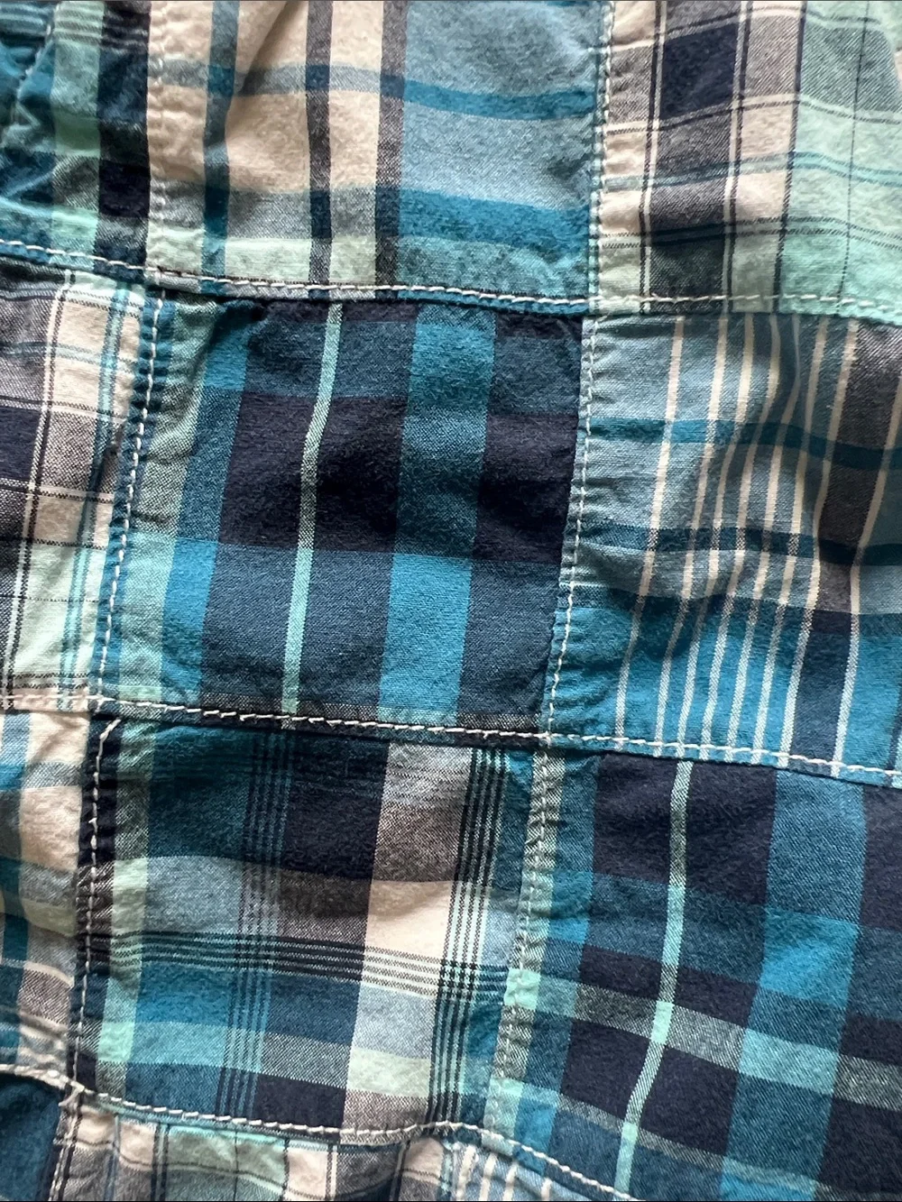 Gymboree blue and teal madras  patchwork shorts size 6